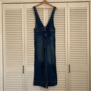 Free People Wide Leg Denim Overalls